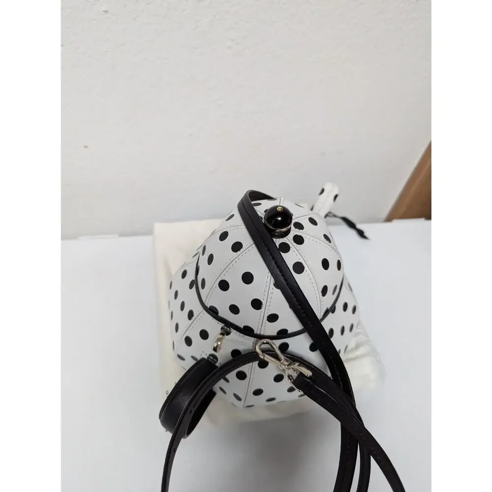 Kate Spade Alice in Wonderland Teapot Party White Polka Dot Crossbody Bag NWOT